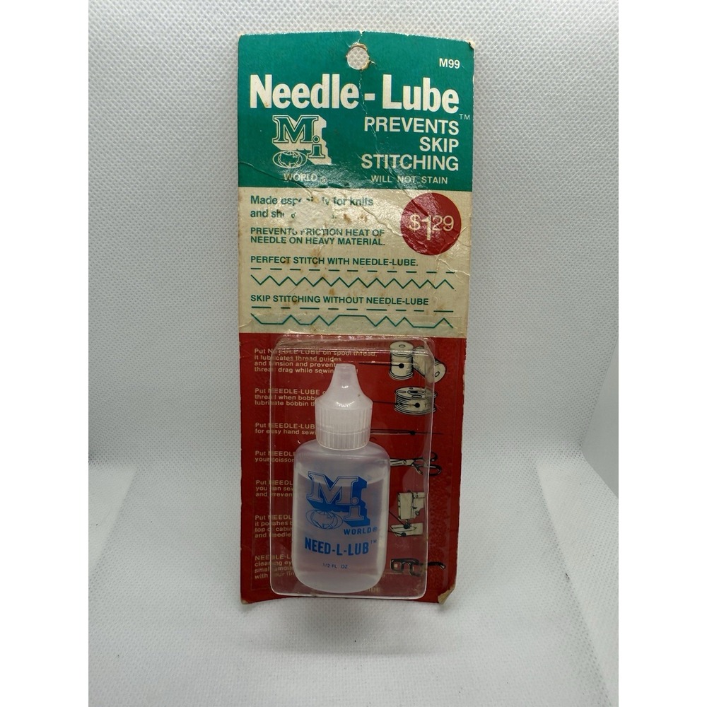 Vintage M&M Needle-Lube Sewing Machine Lubricant 1/2oz Sealed‎ Carded Package